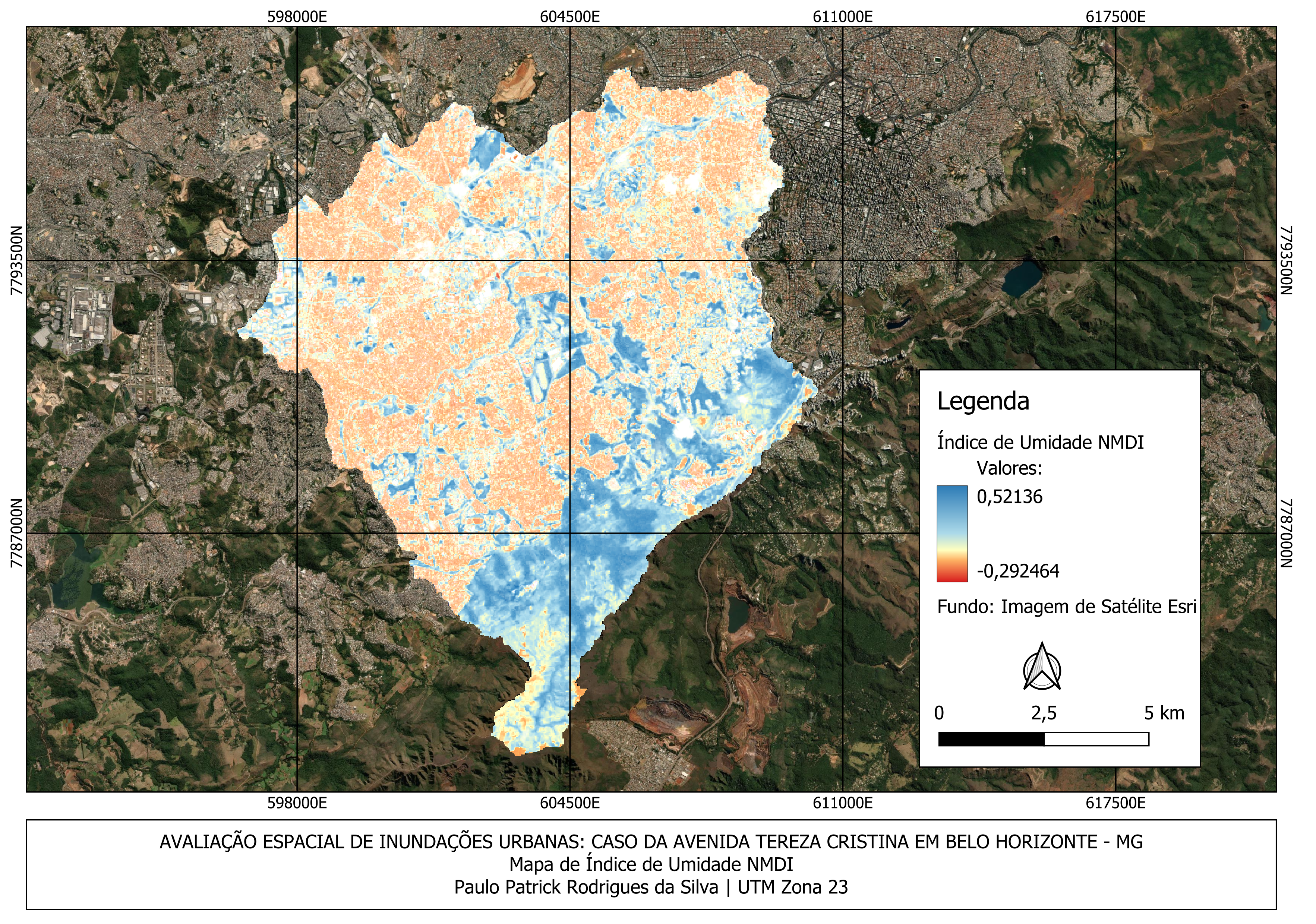 Mapa de NDMI da região